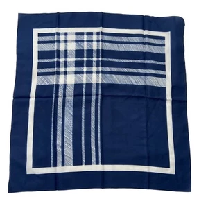 Italienischer klassischer Schal 100 % Polyester Ben Goodman marineblau weiß 26 Zoll quadratisch geometrisch - Bild 1 von 7