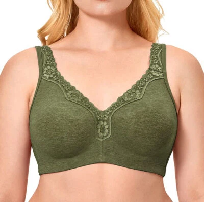 UK Ladies Full Coverage Non Wired Support Plus Size Lace Minimiser Bra 34-50 B-G