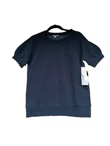 Ladies Black Short Sleeve Sweatshirt Nwt Crew Neck Work Out Goodthreads Thick Hv - Picture 1 of 4
