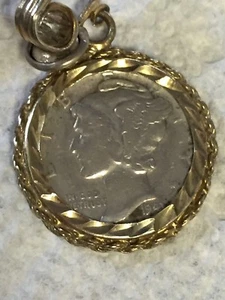 Vintage Antique 1936 & 1941 Mercury Dime Earrings with Gold clasp and Border - Picture 1 of 4