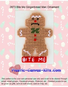 Bite Me Lebkuchenmann Ornament - Kunststoff Leinwand Muster oder Kit - Bild 1 von 1