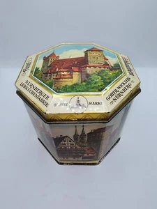 Germany Cookie Tin Wicklein Nurnberger Octogon Schutz Marke Decorative Metal Tin - Picture 1 of 9