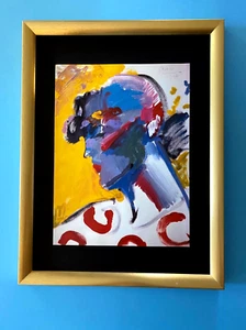 Peter Max | Angel Vintage Print Signed | Framed Large 16x12in. Gold Pop Art - Picture 1 of 4