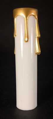 LAMP New 4" WHITE PLASTIC CANDELABRA SOCKET Chandelier CANDLE COVER WITH GOLD DRIPS