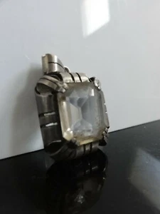 VICTORIAN FAB ROCK CRYSTAL QUARTZ ORNATE 935 SILVER PENDANT  - Picture 1 of 7