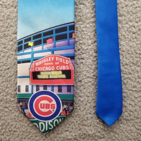 Vintage Chicago Cubs Mens Tie Blue Wrigley 1994 MLB Baseball Ralph Marlin Casual Cover