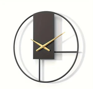 16-Inch Modern Black & Gold Metal Wall Clock - Picture 1 of 3