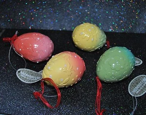 NEW MIDWEST EASTER ORNAMENT DECOR SET/4 EGGS Sunflower Flower Red Green Yellow - Picture 1 of 2