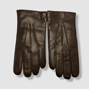 $160 Portolano Women's Brown Cashmere Nappa Leather Gloves Size 9.5 - Picture 1 of 4