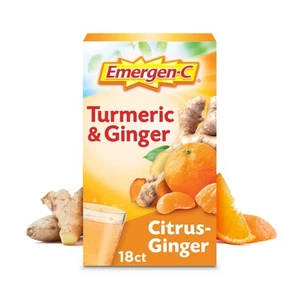 Citrus-Ginger Fizzy Drink Mix with Turmeric, Ginger & Vitamin C, 18 Count. - Picture 1 of 9