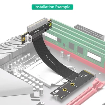 M.2 Key M 4.0 to PCI-e 4.0 4X 90° Adapter Card Nvme 4.0 to PCI-e Extension Cable - Image 1 of 4