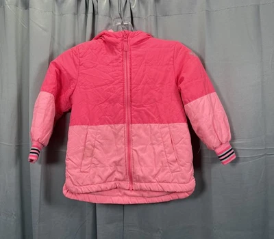 Chaqueta OshKosh B'gosh Niñas Mediana 5-6 Rosa Con Capucha Bloques de Color Forrada de Vellón Foto 1 de 4
