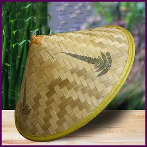 Sombrero de pescador chino retro de bambú ratán tejido a mano sombrero de cubo de paja - Imagen 1 de 24