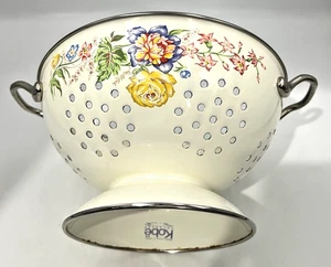 Vintage 70er Kobe Emaille Metall Sieb JCPenny Blumenmuster 8,75" - Bild 1 von 11