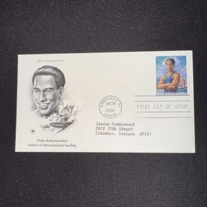 Duke Kahanamoku Stamp First Day Cover Honolulu, Hi. 8/24/2002 - Picture 1 of 1