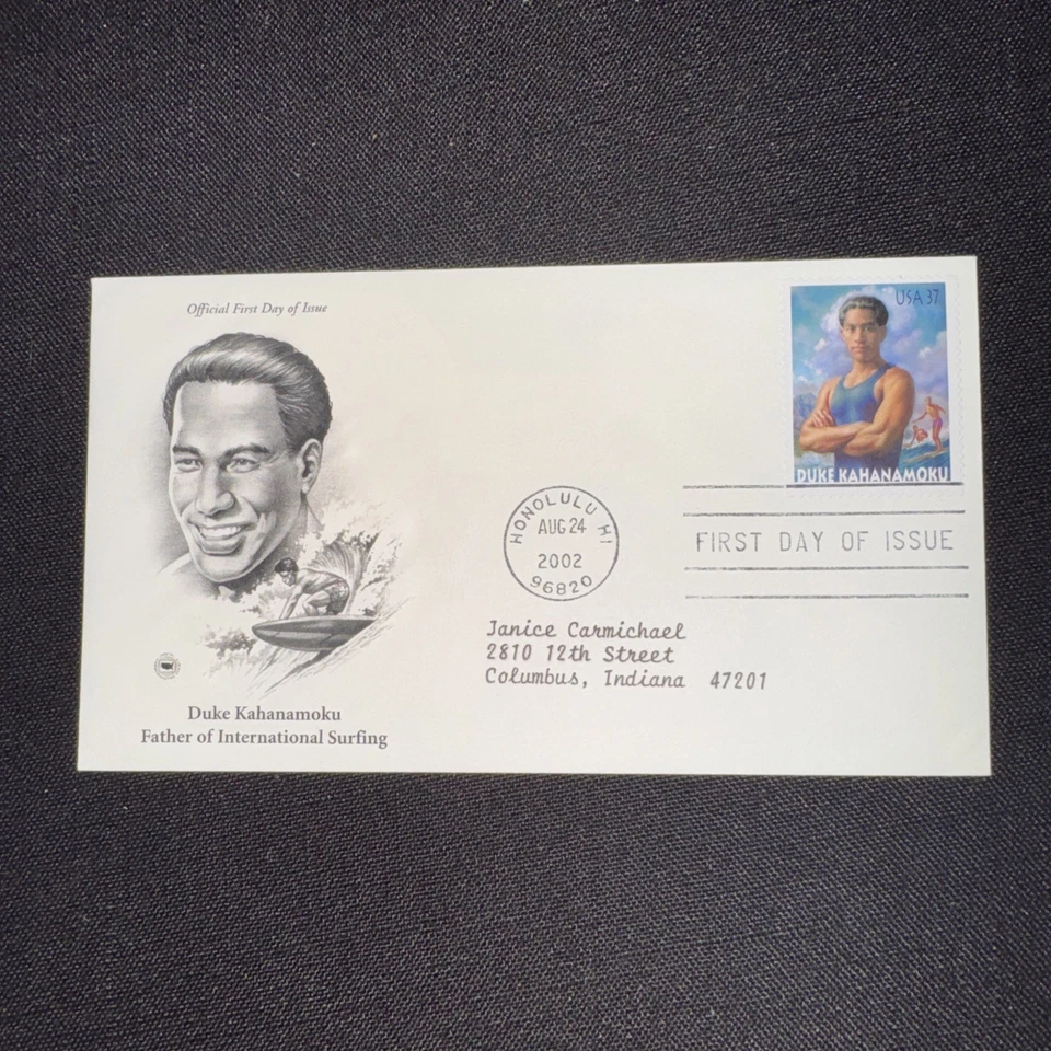 Duke Kahanamoku Stamp First Day Cover Honolulu, Hi. 8/24/2002 - Image 1 of 1