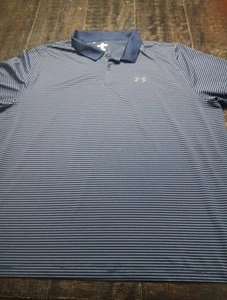 Under Armour Herren Polo Kurzarm dunkelblau mit weißen Streifen 4XL lockere Passform  - Bild 1 von 7