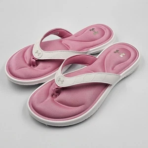 Under Armour Womens Marbella Sandal White Planet Pink Size 7 Slip On Flip Flop - Picture 1 of 10