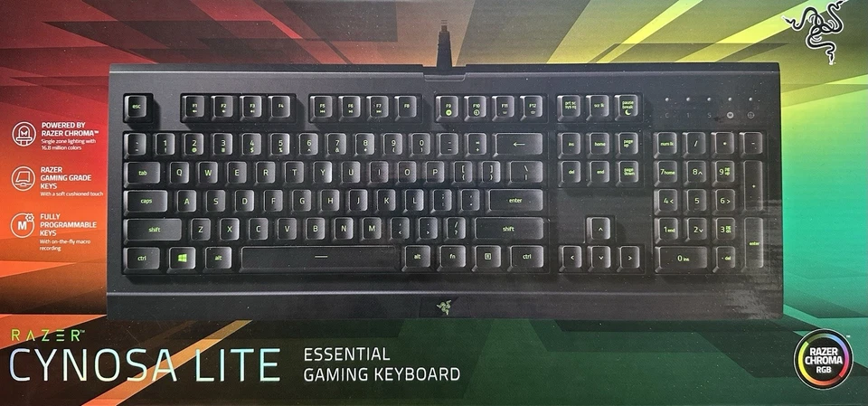 RAZER CYNOSA LITE schwarz Gaming Tastatur German DE Layout QWERTZ Keyboard - Bild 1 von 1