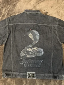 Vintage Johnny Blaze Black Denim Jacket XXL Cobra Snake Back Patch Hip Hop Y2K - Bild 1 von 23