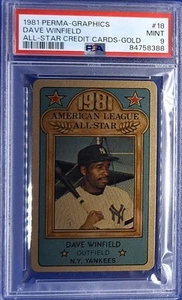 PSA 9 - 1981 Perma-Graphics - Dave Winfield ALL-STAR (GOLD) New York Yankees HOF - Bild 1 von 2