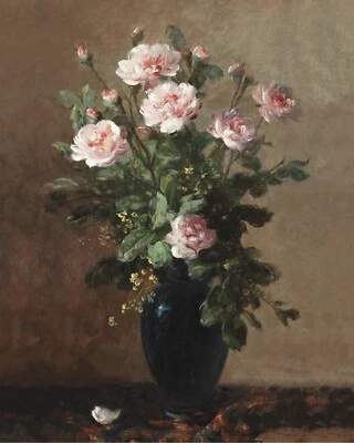 Buquê de rosas de 1800 pintura vintage impressão giclée em papel de arte fina - Imagem 1 de 4