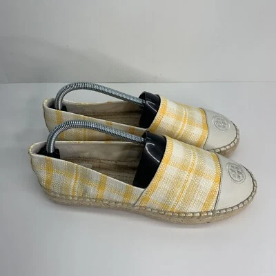 Эспадрилья на платформе TORY BURCH Colorblock желтая клетчатая/цвет слоновой кости размер 10 - Изображение 1 из 4