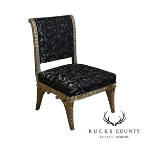 Silver Leaf French Regency Style Slipper Chair - Picture 1 of 12