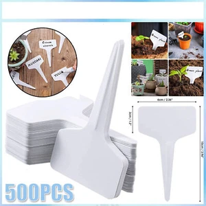 500pcs 4" Plastic Plant Markers Gardening T-type Pot Stake Tags Nursery Labels - Picture 1 of 9