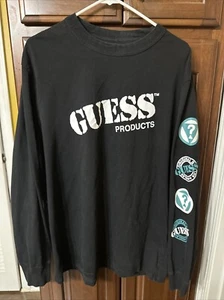 Vintage y2k 2000s guess long sleeve shirt size Large Black - Picture 1 of 3