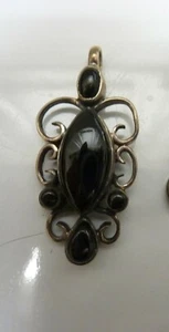 Sterling Silver Black Onyx Fancy Pendant, 1.5" - Picture 1 of 2