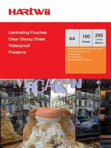 100 Sheet A4 Hot Laminating Pouches Clear Film 250 Micron (125x2) 216 x 303mm - Picture 1 of 10