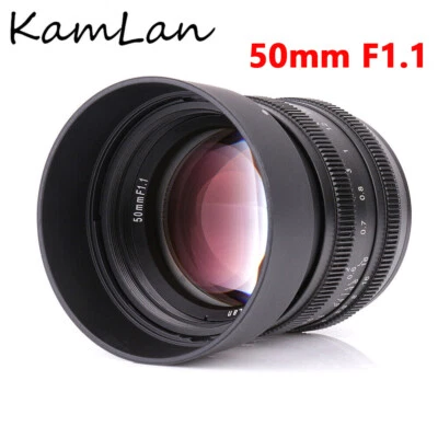 Lente de enfoque manual KamLan 50 mm F1.1 APS-C para cámaras de montaje Sony Canon Fuji M43 Foto 1 de 4