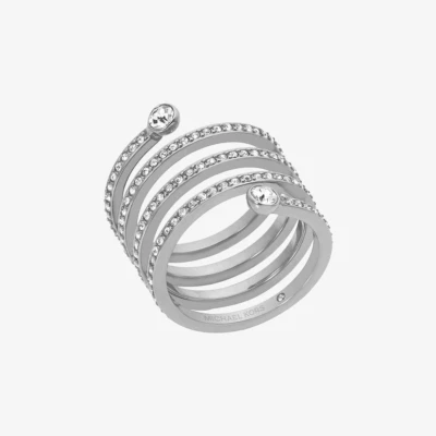 Anillo Michael Kors Tono Plata Cristal Pavé Espiral Talla 8 Excelente Estado Foto 1 de 4