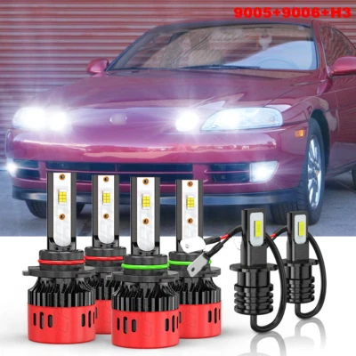 For Lexus SC300 SC400 1994-2000 6pcs LED Headlight High Low + Fog Lights Bulbs - Image 1 of 4