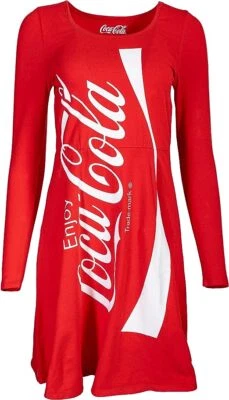 Womens Coca Cola Red Skater Dress Halloween Themed Party Cosplay Costume  - Image 1 of 4