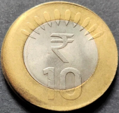 India Rs 10, Error Coin, 2012, HYD, 'DIE CAP & ' SHIFT of INNER Circle' (S-57) - Image 1 of 2