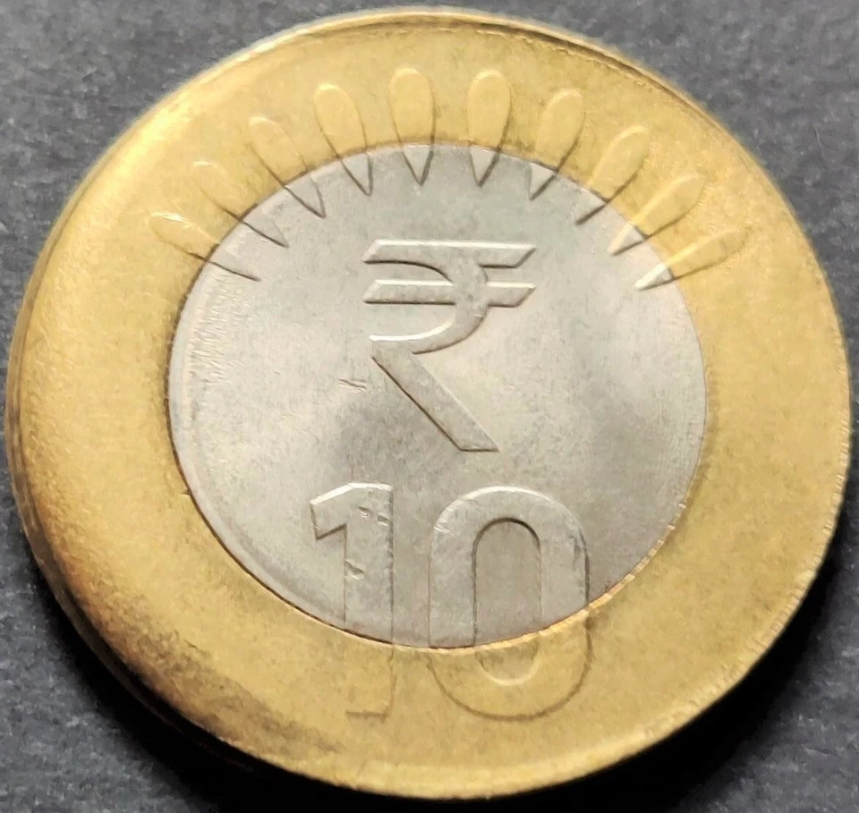 India Rs 10, Error Coin, 2012, HYD, 'DIE CAP & ' SHIFT of INNER Circle' (S-57) - Image 1 of 2