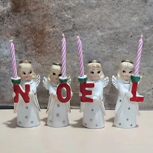 Commodore Japan Heavenly Christmas Noel Angel Candle Holders Figurines - Picture 1 of 13