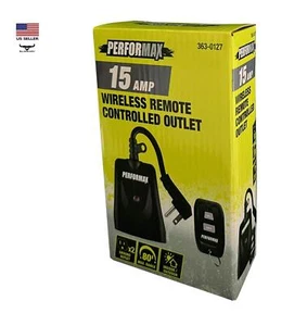 Wireless Remote Control 2 Outlet Receiver 80' Range Weatherproof Outdoor Indoor - Picture 1 of 5