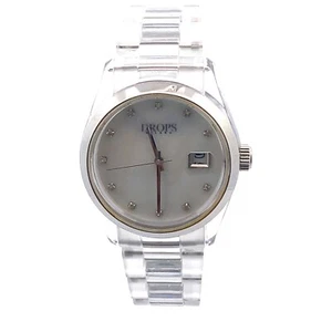Drops Milano White Dial Watch with Clear Strap - Picture 1 of 3