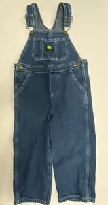 John Deere Boys Toddler Bib Overalls 4T Denim Blue Logo Patch Pockets Kids - Picture 1 of 12