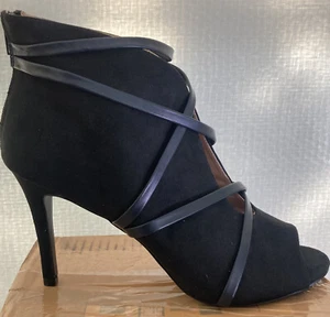 Journee Collection Womens Samara Peep Toe Booties Black Suede Size 12 M US - Picture 1 of 5