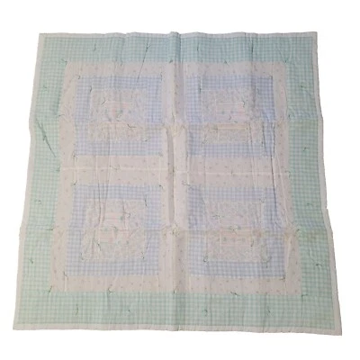 Edredón Amish Vintage Algodón Verde Azul Blanco Rosa 38 X 38 Cuna Colgante de Pared Foto 1 de 4