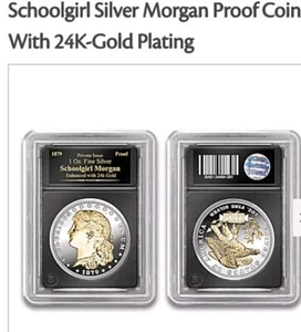 Schoolgirl Silver Morgan Proof Coin With 24K-Gold Plating - Picture 1 of 4