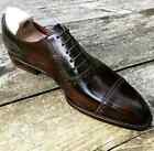 Ręcznie robione męskie brązowe sznurowane buty, skórzane formalne buty Oxford dla mężczyzn