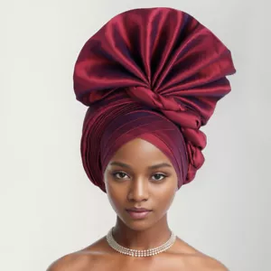 Nigeriano Aso Oke Auto Gele Headtie Mujeres Hijab Sombreros Cubierta para la Cabeza Cáncer Gorro Gorra - Imagen 1 de 23