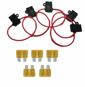 18 Gauge ATC ATO In-Line Fuse Holder Wire 12V Blade Waterproof 5 Pack 15 Amp - Picture 1 of 1