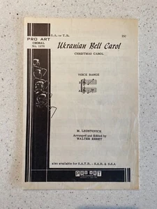 Ukranian Bell Carol Choral Music Christmas Pro Art No 1676 Leontovich Ehret - Picture 1 of 1