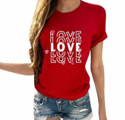 Camisa Red LOVE Talla Pequeña Manga Corta Corazones Foto 1 de 4